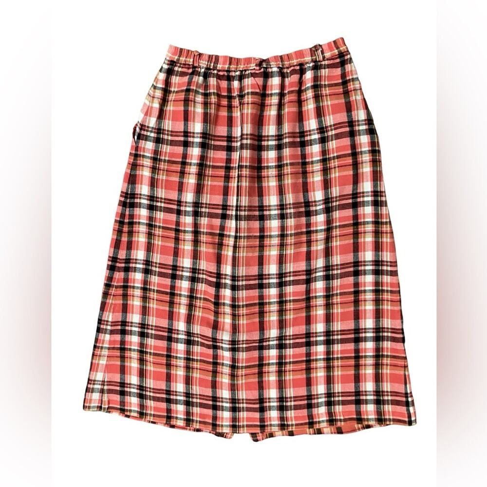 Pendleton Peach and Black Plaid A-Line Skirt